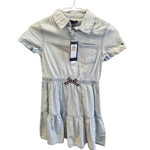Tommy Hilfiger Girls Light Blue Denim Dress NEW